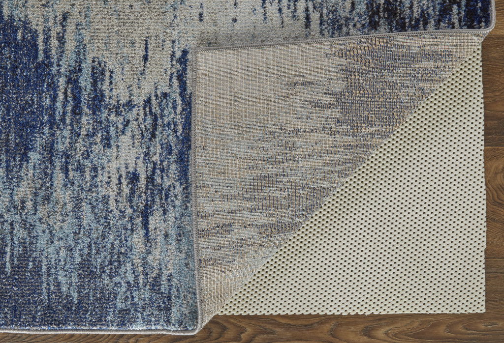 Abstract Power Loom Stain Resistant Area Rug - Blue And Ivory - 5' X 8'