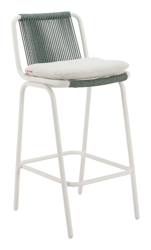 Luft - Outdoor Barstool (Set of 2) - White / Green Zuo Modern