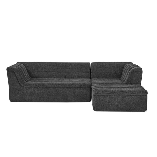 Upholstered L-Shaped Modular Sectional Sofa With Chaise, Wave-Shaped Armrest Home Essentials