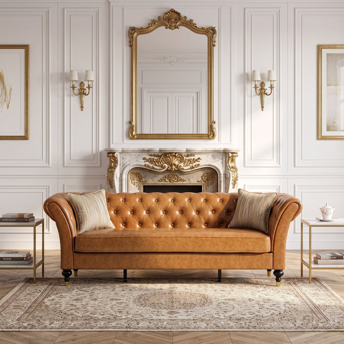 Chesterfield Sofa, 3 Seat Couch With Deep Button Tufted Back, Rolled Arms Home Essentials