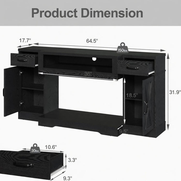 TV Stand With Adjustable Shelves & Double Doors Home Essentials