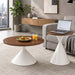 2 Piece Round Coffee Table Set - Walnut / White Home Essentials