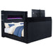 Judah - Eastern King Wingback TV Bed With Motorized Lift And Flame Visualizer - Black Furniture Max