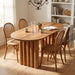 Oval Dining Table Set With 4 Birch Rattan Chairs - Brown / Light Brown Noble House