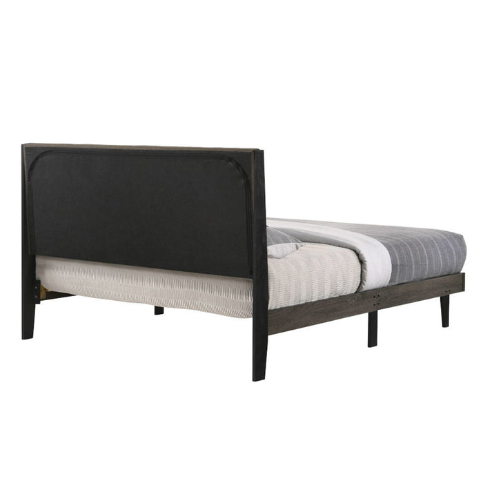 Valdemar - Queen Bed - Brown Fabric & Weathered Gray ACME