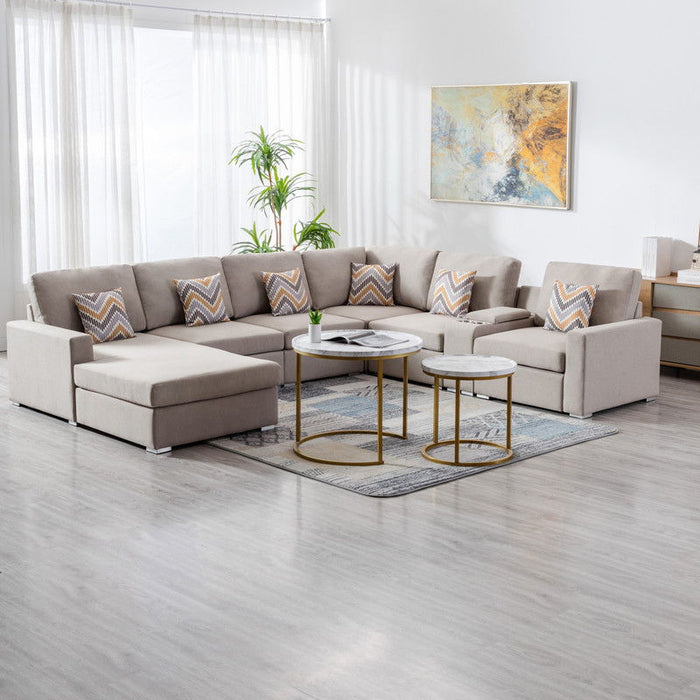 Nolan - 7 Piece Sectional Sofa With Pillows And Interchangeable Legs