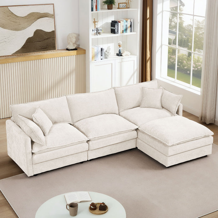 Contemporary Modular Sectional Sofa Set With Movable Ottoman