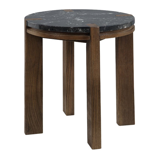 Estella - End Table With Natural Marble Top - Black Top & Walnut ACME