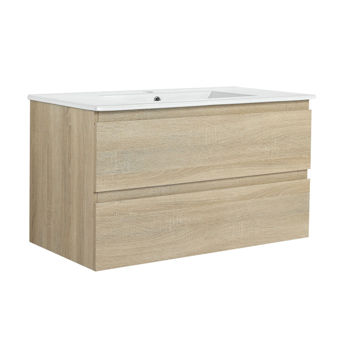 Wall Mounted Bathroom Vanity & Sink, 2 Soft Close Drawers Home Essentials