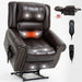 Power Lift Recliner Chair Heat Massage Dual Motor Infinite Position With USB Ports - Antique Brown Home Essentials