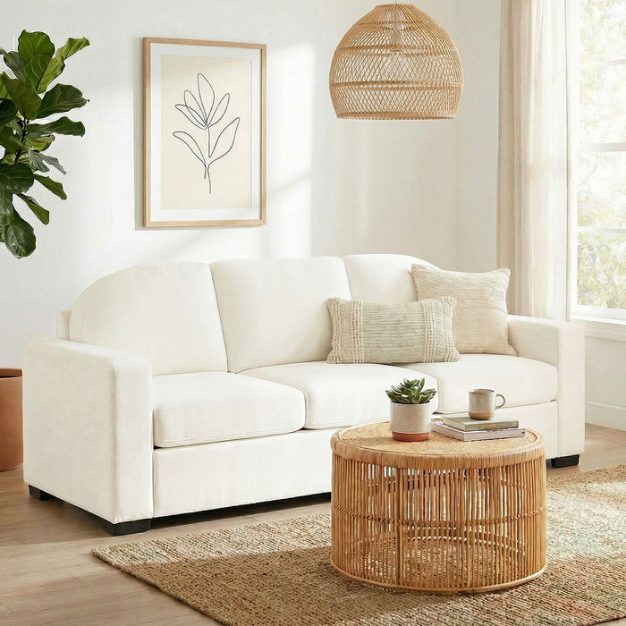 Modern 3 Seater Sofa With Curved Backrest Noble House