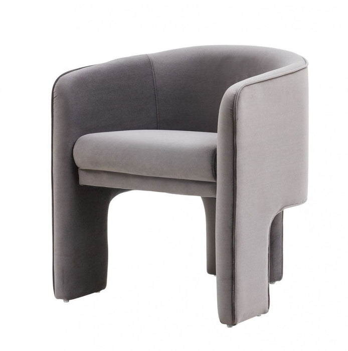Contemporary Velvet Three Legged Chair 28" - Dark Gray