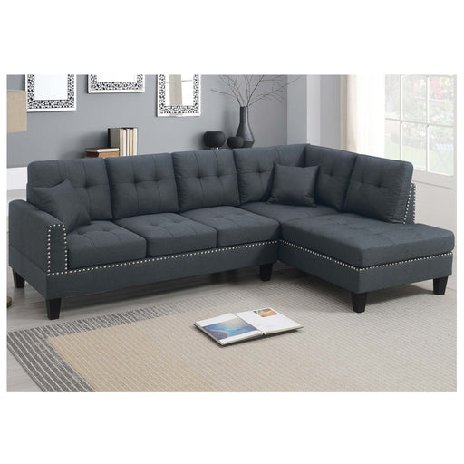 2 Piece Sectional Set With Nailhead Trim, Sofa And Matching Accent Pillows - Charcoal Home Essentials
