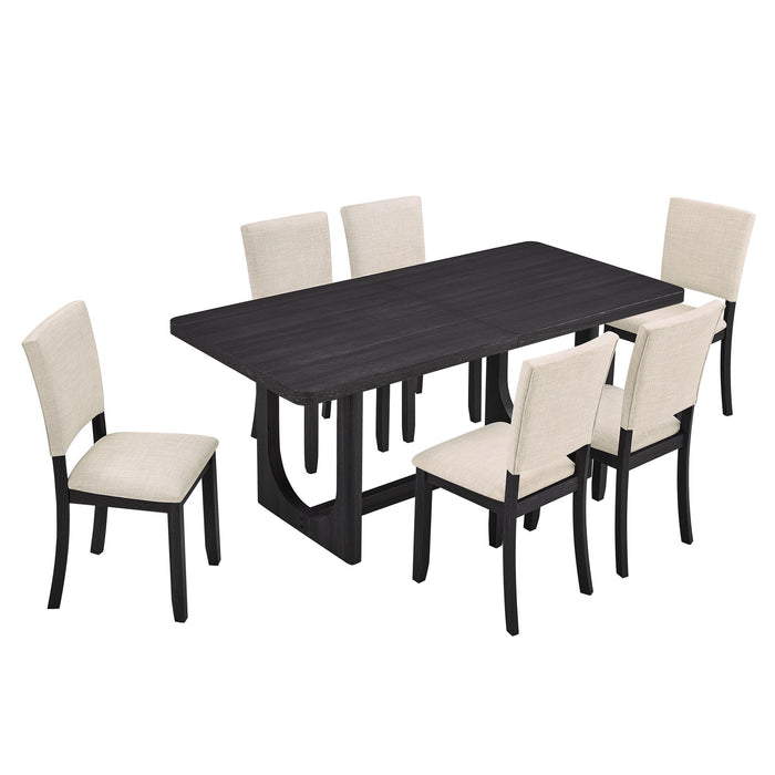 Dining Table Set, Rectangular Kitchen Table With Upholstered Chairs Home Essentials