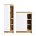 24" Bathroom Vanity With Sink & Tall Bathroom Cabinet, Vanity Set With Thin Edge Sink & Interchangeable Door Panels - Black / Light Oak / White Home Essentials