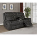 Franklin - Upholstered Padded Arm Reclining Loveseat With Center Console - Charcoal Furniture Max