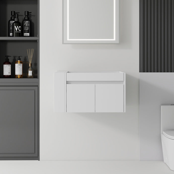 Floating Bathroom Vanity Cabinet, Soft Close Double Drawers, Open Side Storage, Wall Mounted, Cabinet Only Home Essentials