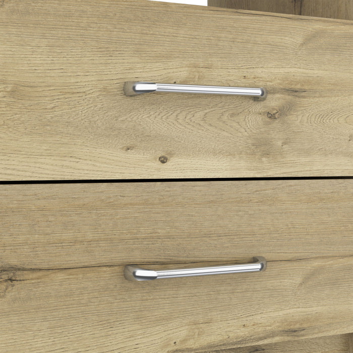 16" x 12.9" x 19.9" Two Drawer Faux Wood Nightstand - Oak