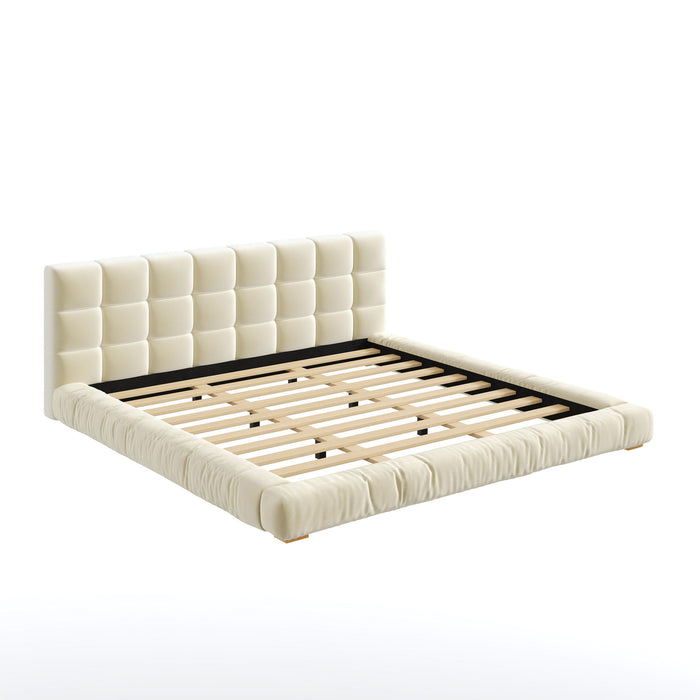 Upholstered Platform Bed Frame With Tufted Headboard Dreamland