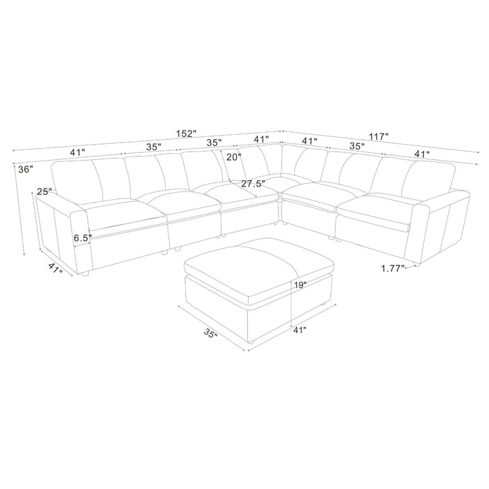 Upholstered Large Seating Modular Sectional Home Essentials