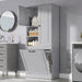 Modern Tall Storage Cabinet With Adjustable Shelves, Flip-Out Basket & Enclosed Doors Hearth and Haven