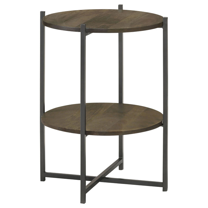 Accent Table With X-Frame And Bottom Shelf - Brown Furniture Max