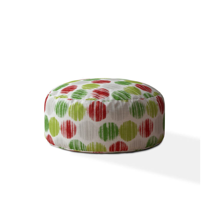 Cotton Round, Polka Dots Pouf Cover - Red / White