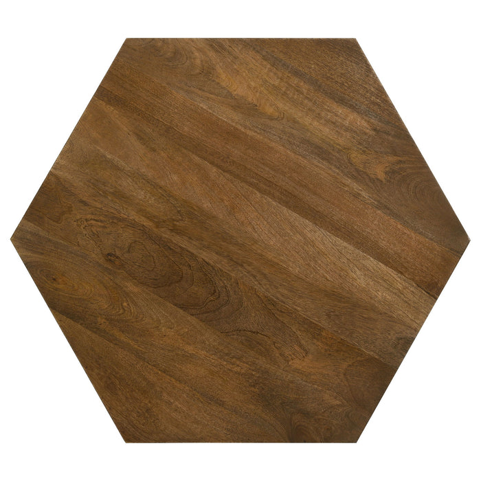 Athena - Hexagonal Top Coffee Table Coffee Table With Geometric Design - Natural Furniture Max