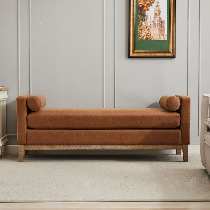 Upholstered End Of Bed Bench With Arms & 2 Bolsters For Bedroom Home Essentials