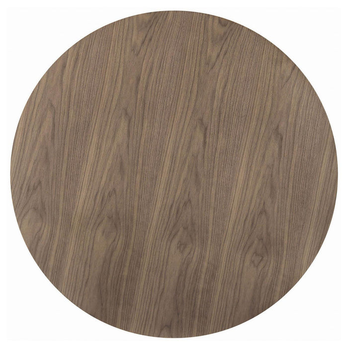 Round Dining Table With Pedestal Base - Warm Walnut Furniture Max