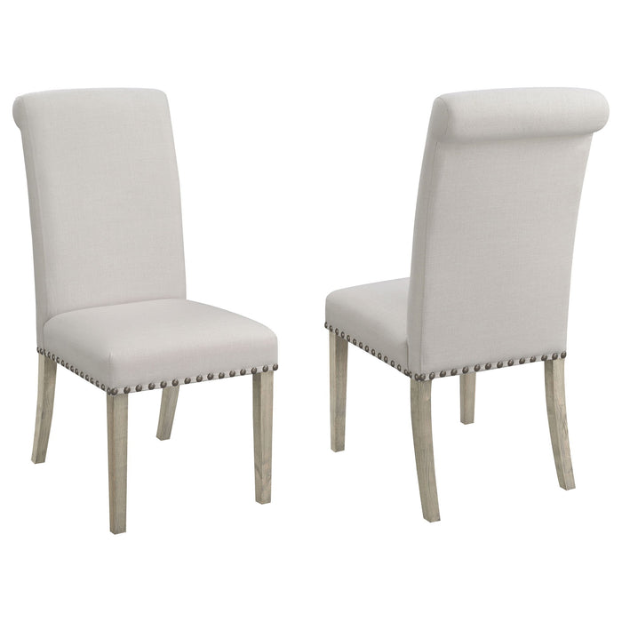 Upholstered Dining Chair With Rolled Edge Seat Back (Set of 2) - Beige Furniture Max