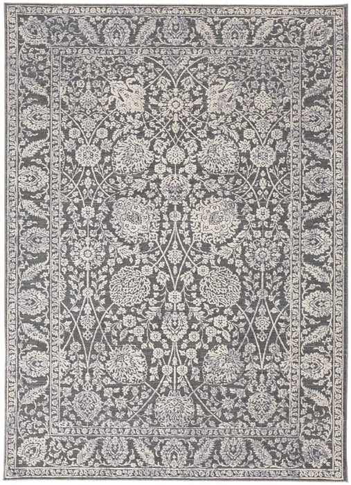 Floral Power Loom Area Rug - Taupe And Ivory - 8' X 10'