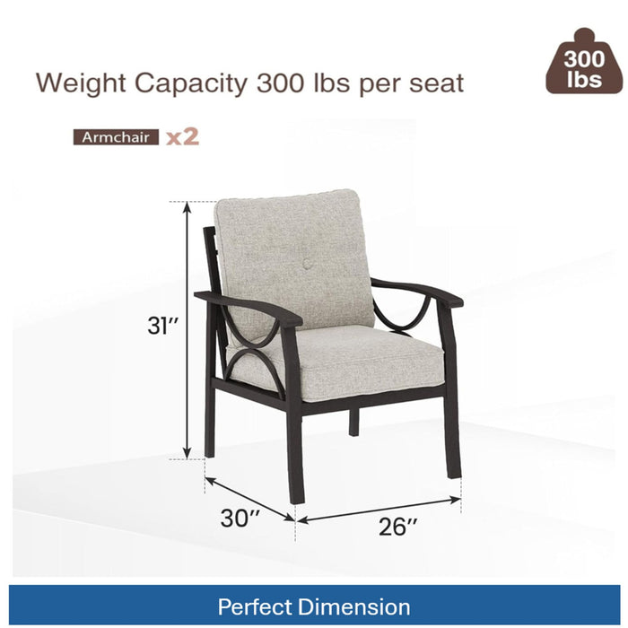 All-Weather Armchairs With Cushions, Modern Sculptural Design (Set of 2)