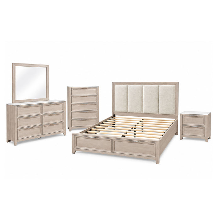 Melissa - 5 Piece Storage Bedroom Set With Padded Headboard Global Furniture USA