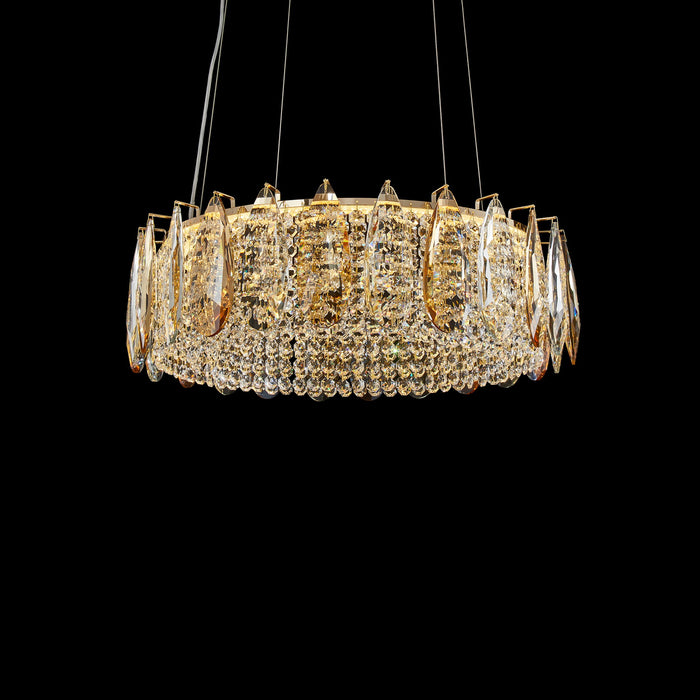 Michael Amini Lighting - Imperia 24" Wide Round Crystal LED Chandelier - Champagne Gold Michael Amini
