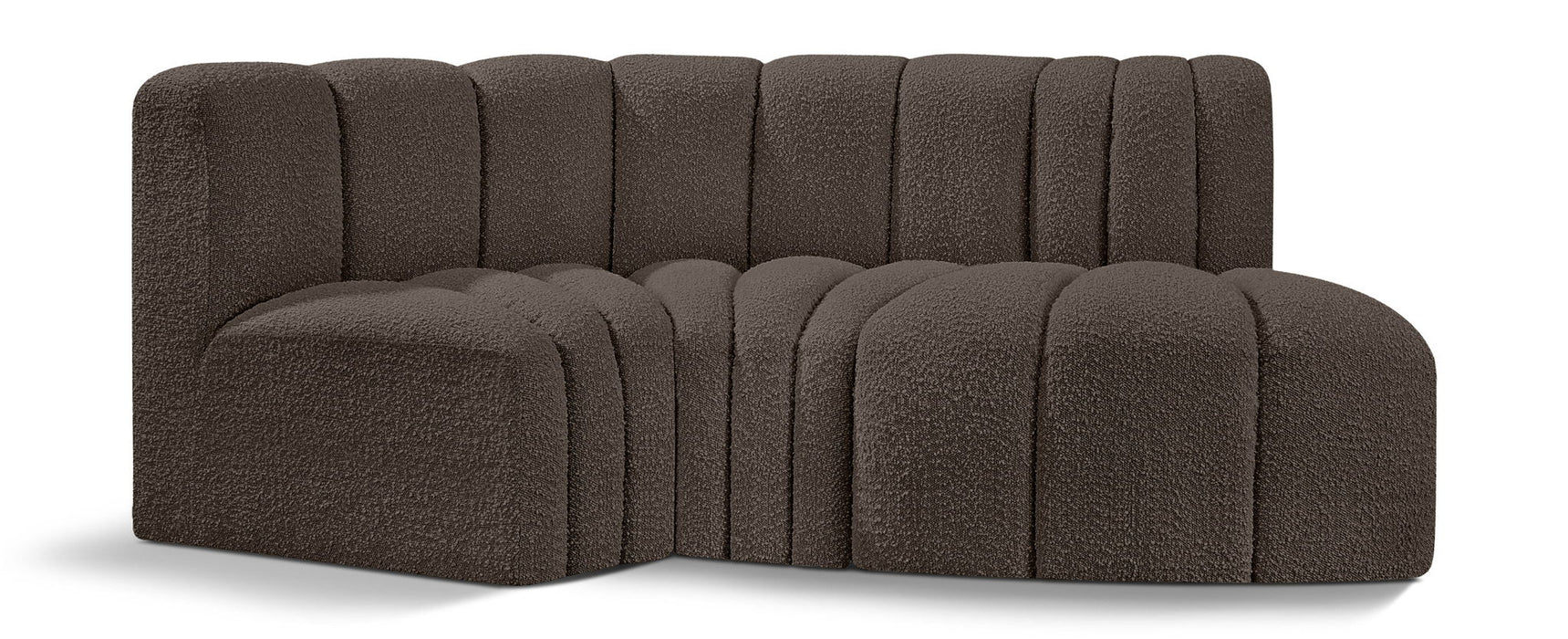 Arc - Boucle Fabric 3 Piece Modular L-Shaped Sofa Meridian Furniture