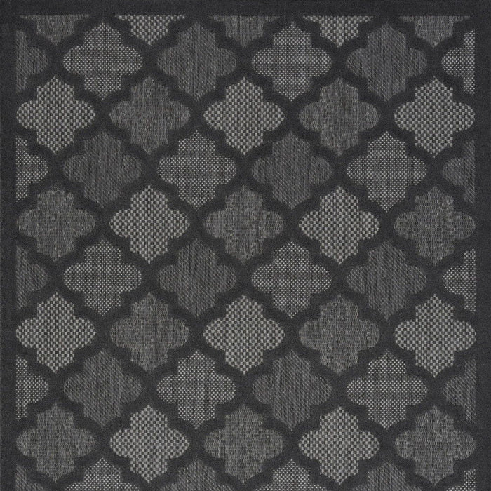 5' X 7' Ikat Indoor / Outdoor Area Rug - Charcoal Black