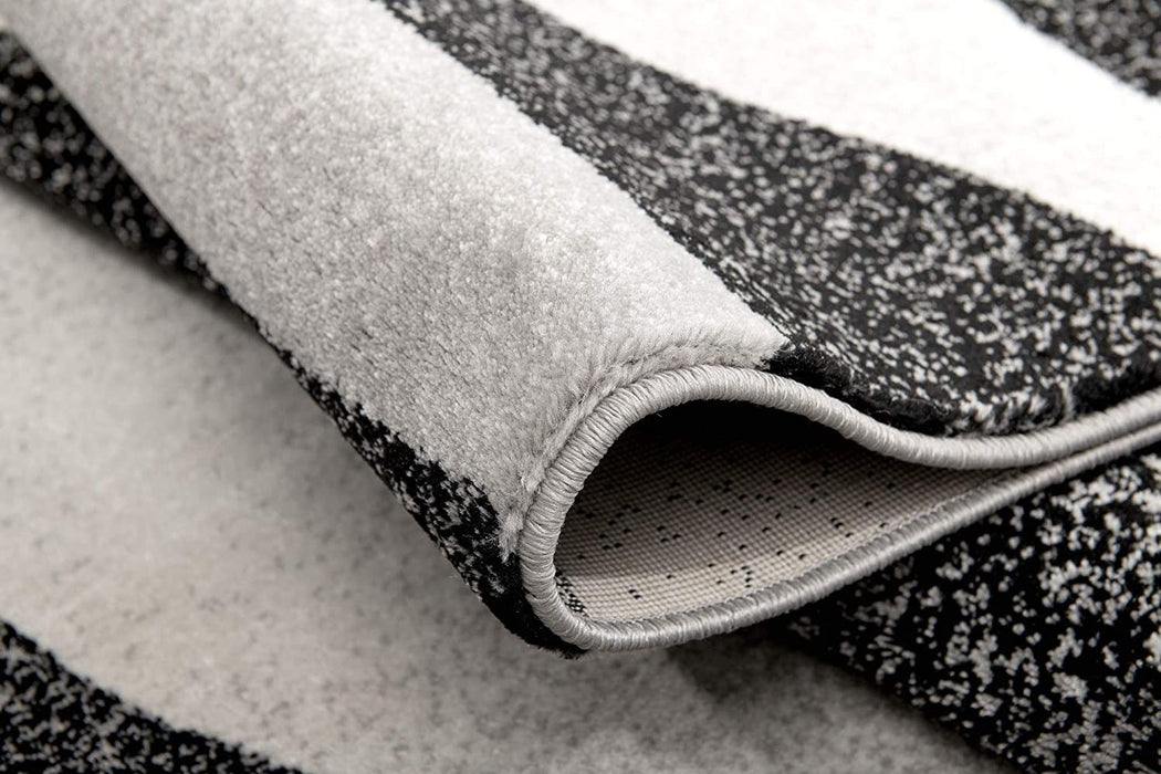 8' x 2.3' Abstract Power Loom Runner Rug - Gray