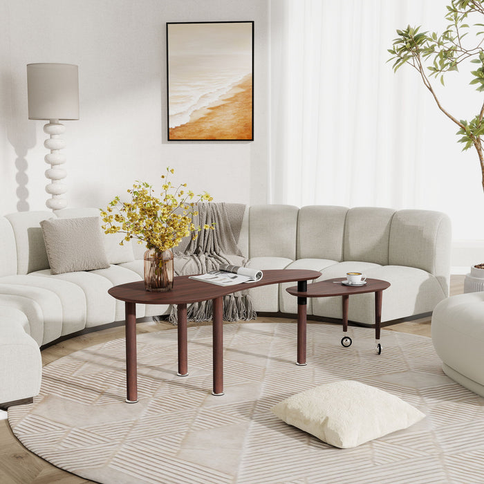 Rotatable Coffee Table With Solid Legs, 360 Degree Swivel, Waterproof - Walnut Home Essentials