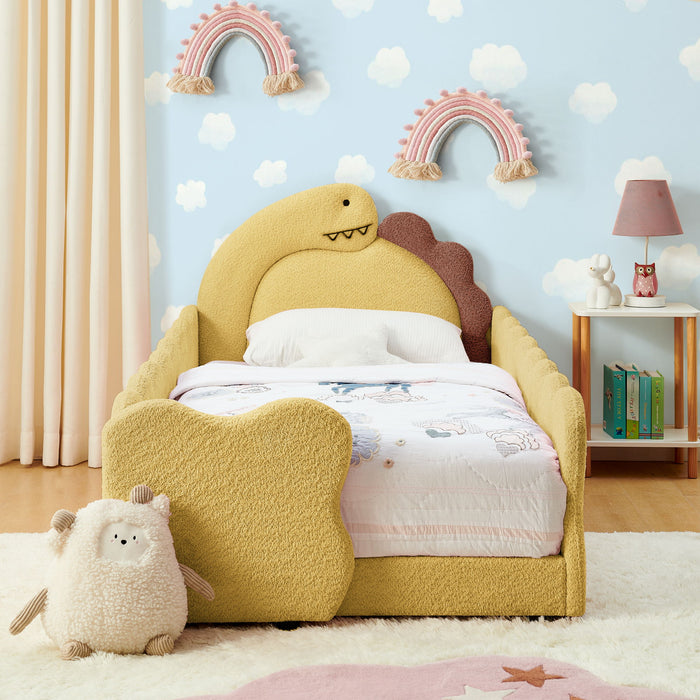 Cute Dinosaur Shaped Bed With Safety Guardrail, Toddler Frame Home Essentials
