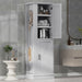 Tall Freestanding Bathroom Storage Cabinet With Adjustable Shelves And Side Hooks Hearth and Haven