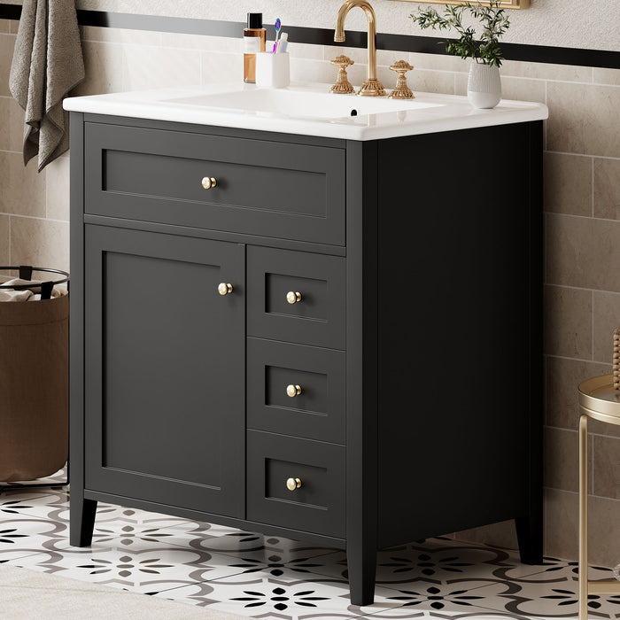 Bathroom Vanity With Sink, 3 Drawers And Adjustable Shelf Hearth and Haven