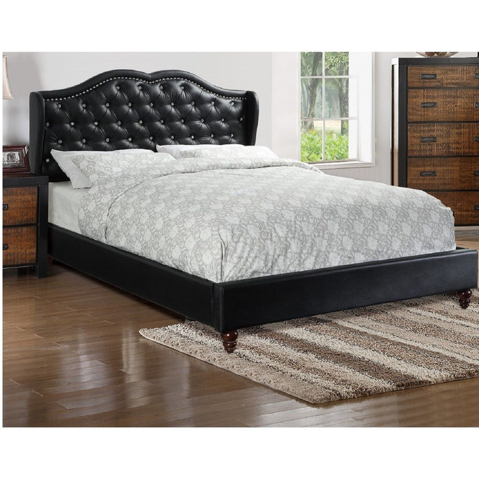Bed With Curved Wingback Headboard, Button Tufted Upholstered Home Essentials