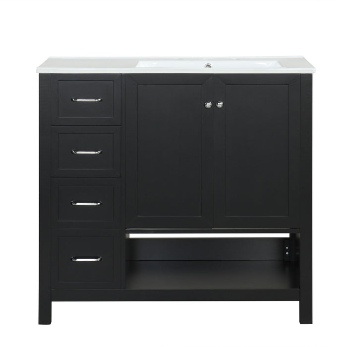Bathroom Vanity With Sink Top, Bathroom Vanity Cabinet With 2 Doors And 2 Drawers, Open Shelf Hearth and Haven