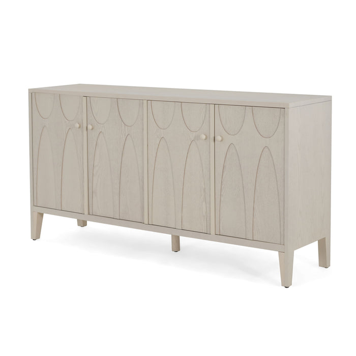 Wood Sideboard With Adjustable Shelves And Storage Cabinet - White Washed Noble House