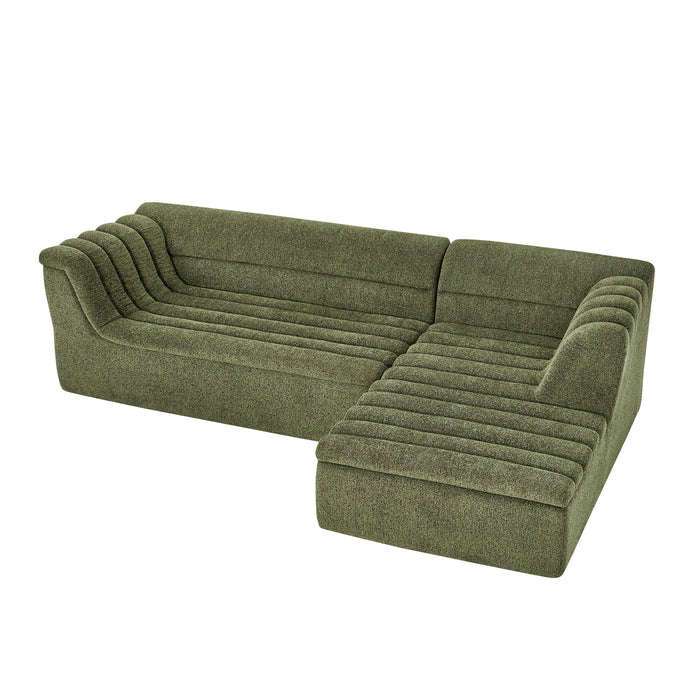 Upholstered L-Shaped Modular Sectional Sofa With Chaise, Wave-Shaped Armrest Home Essentials
