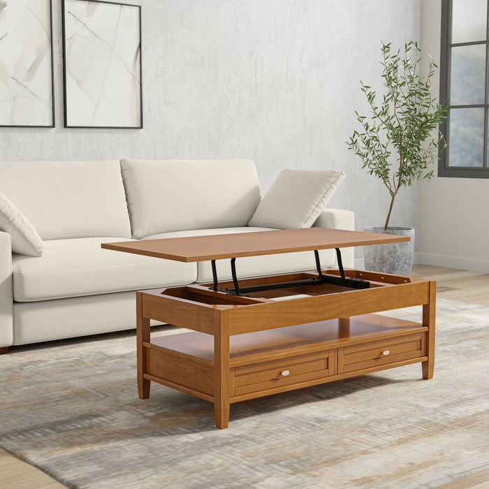 Warm Shaker - Lift Top Coffee Table With Hidden Storage And Lift Top Functionality - Brown Simpli-Home