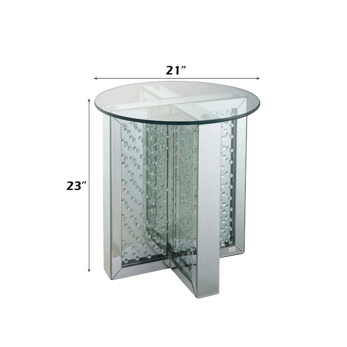 Nysa - 23" End Table - Mirrored & Faux Crystals ACME