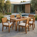 Outdoor 6 Seater Expandable Dining Set With Cushions - Sandblasted Natural / Beige Noble House