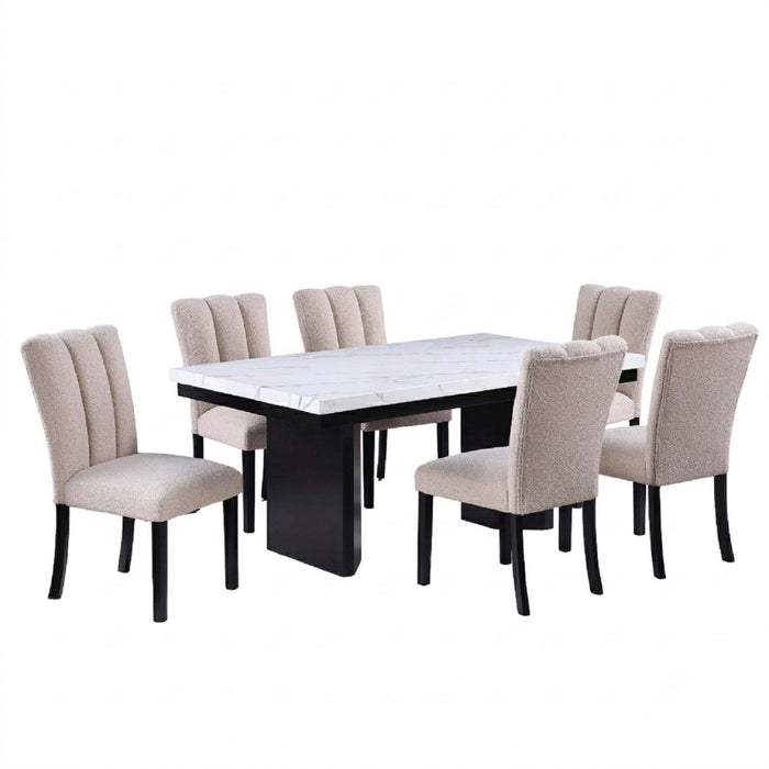 2 Tone Dining Table Set With Upholstered Side Chairs Home Essentials